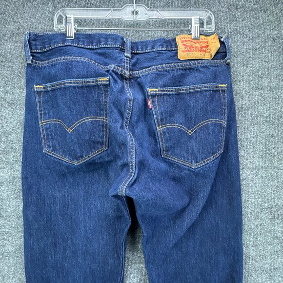 Levis 501 Jeans Mens 36x30 (36x29) Blue Button Up Dark Wash Straight Leg - Picture 6 of 15